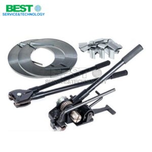 Manual steel strapping tool for industrial packaging systems
