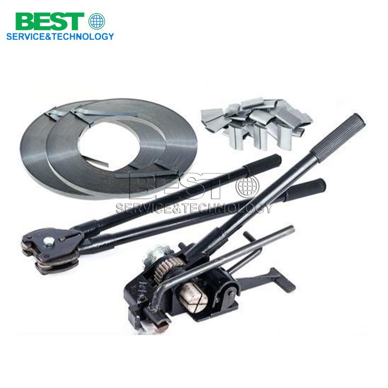 Manual steel strapping tool for industrial packaging systems