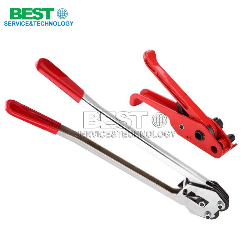 Complete manual PET strapping tool set including tensioner and sealer for heavy-duty cargo