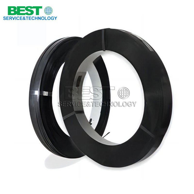 Painted black iron packing strap, wear‑resistant steel strapping for logistics bundling