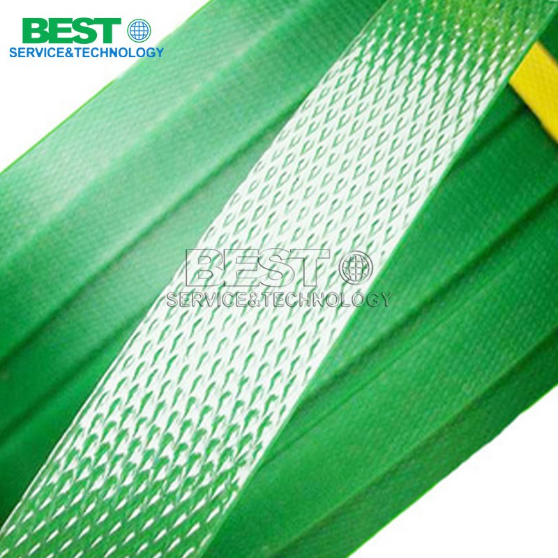 Green PET strapping used for machinery and industrial cargo packaging