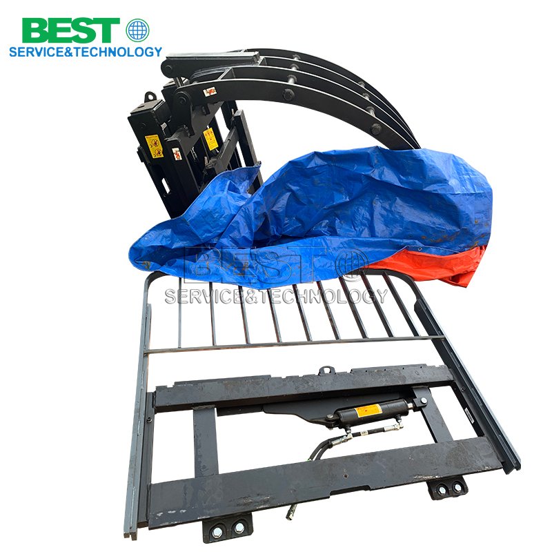 Hydraulic forklift clamp attachment for secure cargo handling