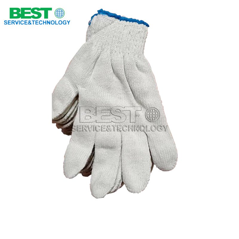 White cotton labor gloves for industrial and warehouse hand protection