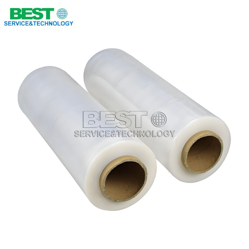 Stretch film applied on plywood pallet goods for shipping protection