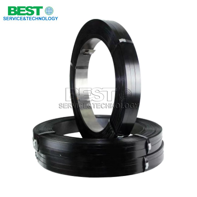 Industrial painted steel strapping roll with protective coating and high tensile strength
