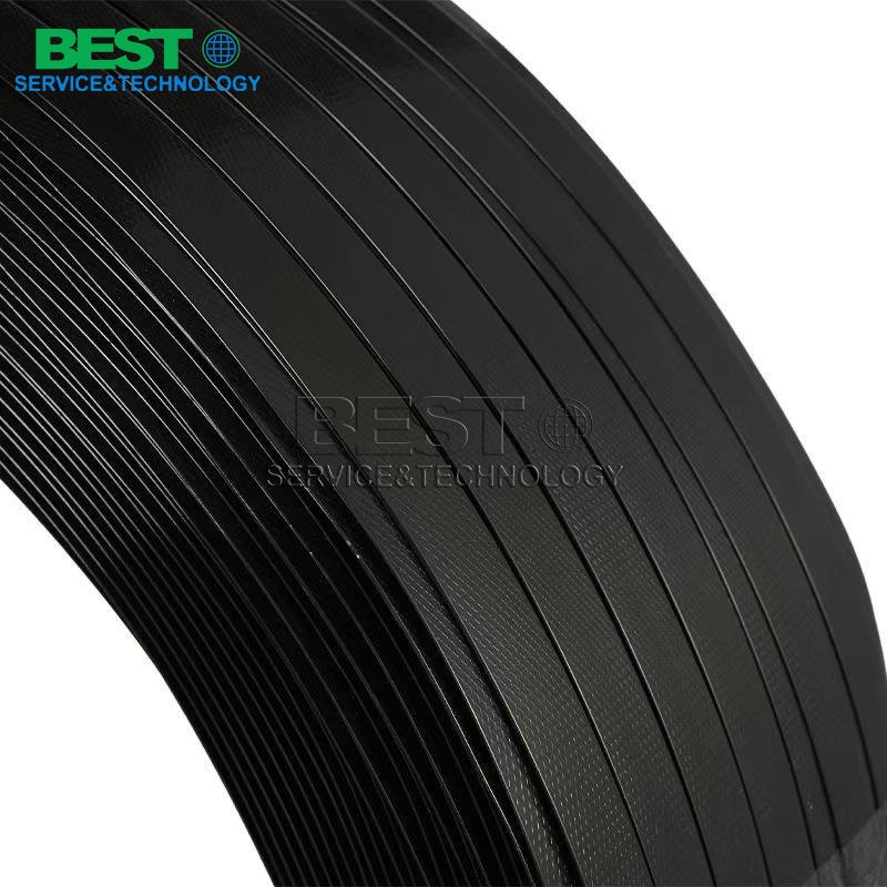 Black PET strapping used for machinery and industrial cargo packaging