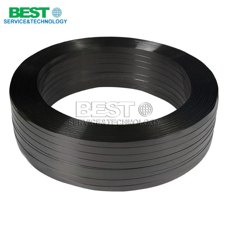 Industrial-grade black PET strapping coil for heavy-duty cargo