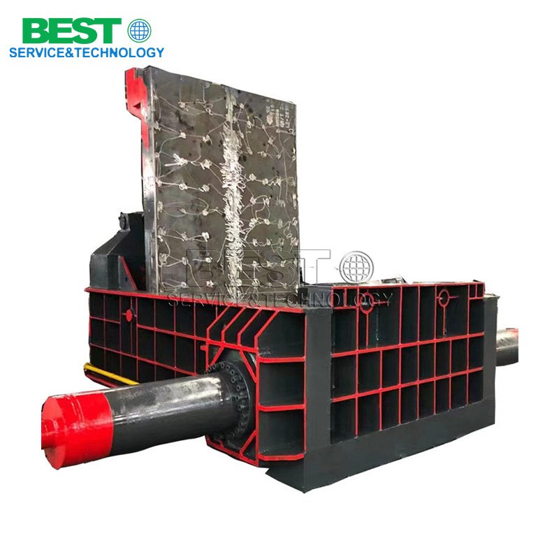 Hydraulic metal baler machine used for compacting industrial scrap metal waste