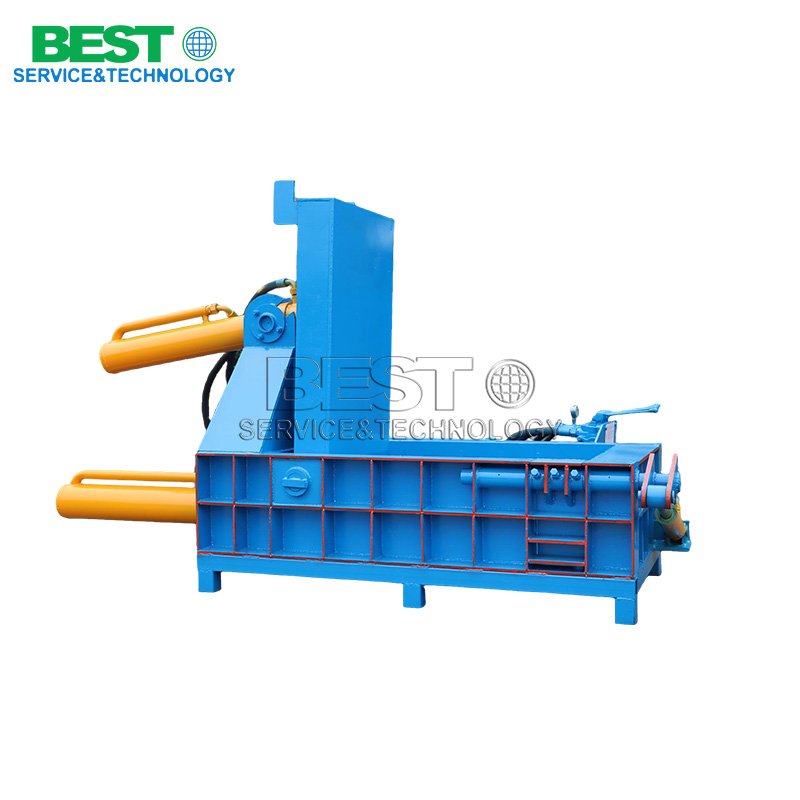 Metal briquetting press system for compacting aluminum and steel chips into blocks