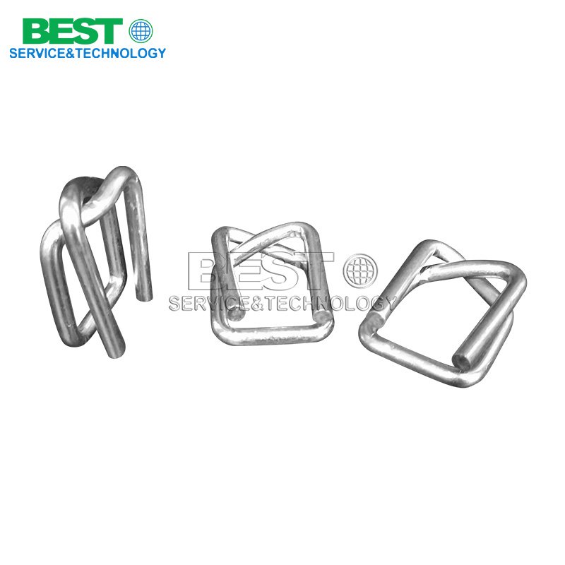 Round type wire buckles used for securing PP fiber straps in heavy-duty cargo bundling