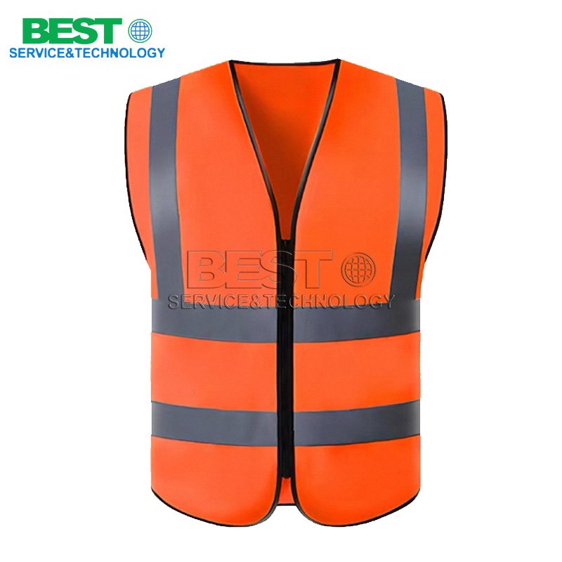 Reflective safety vest used in industrial and outdoor safety environments