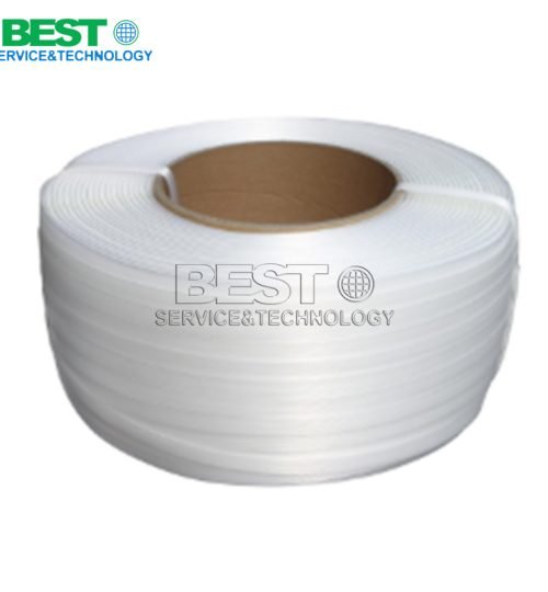 High-strength polyester composite strapping roll for industrial packaging applications