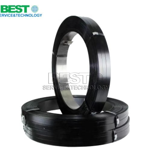 Industrial painted steel strapping roll with protective coating and high tensile strength